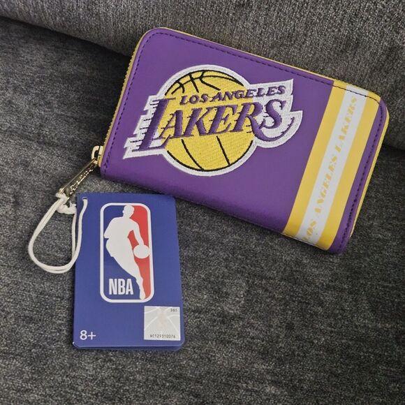 Loungefly NBA Los Angeles Lakers Patch Icons Zip‎ Around Wallet NEW - Picture 1 of 5